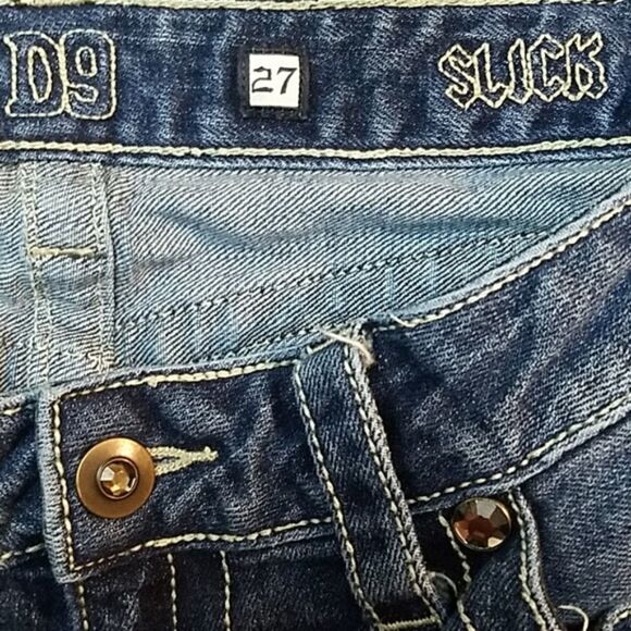 D9 Slick Blue Jeans with Distressing (27) - Picture 4 of 4